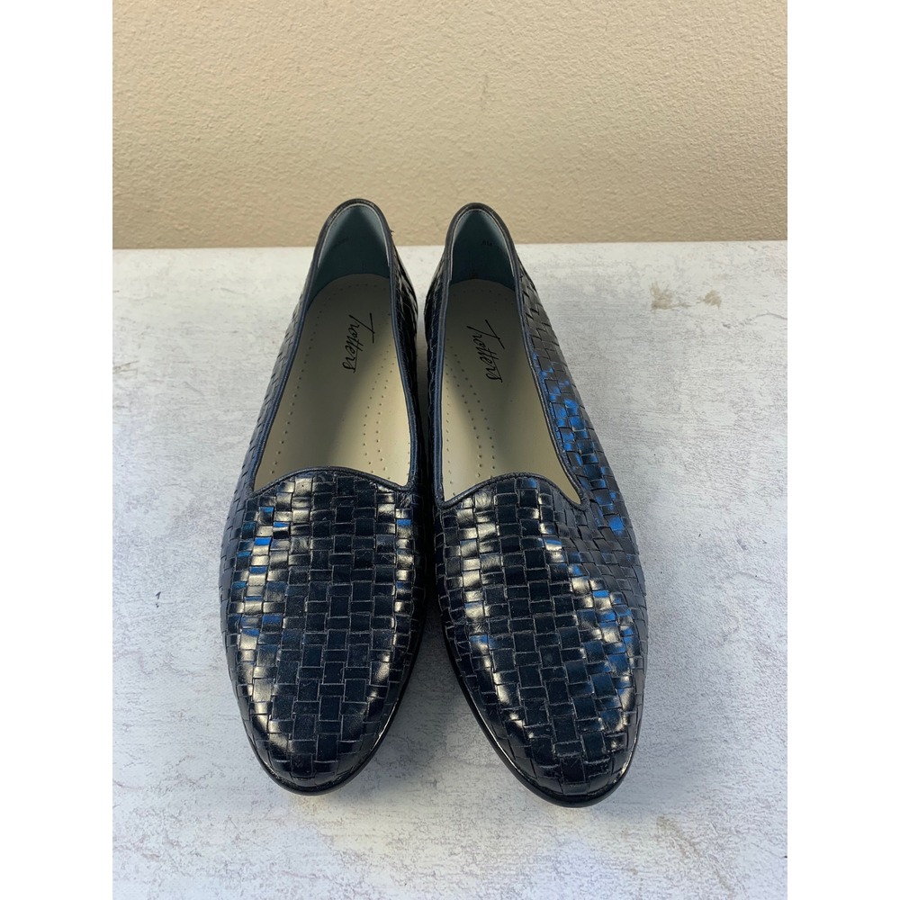 Trotters Liz Womens 8M Brown Woven Leather Loafers Flats T5158-589